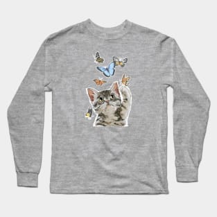 Butterfly Cat Long Sleeve T-Shirt